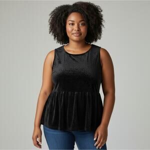 Torrid Black Velvet Velour Fit Flare Top